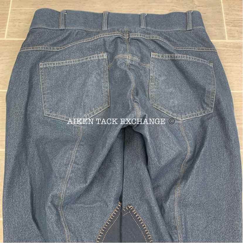 On Course Denim Knee Patch Breeches, Size 32