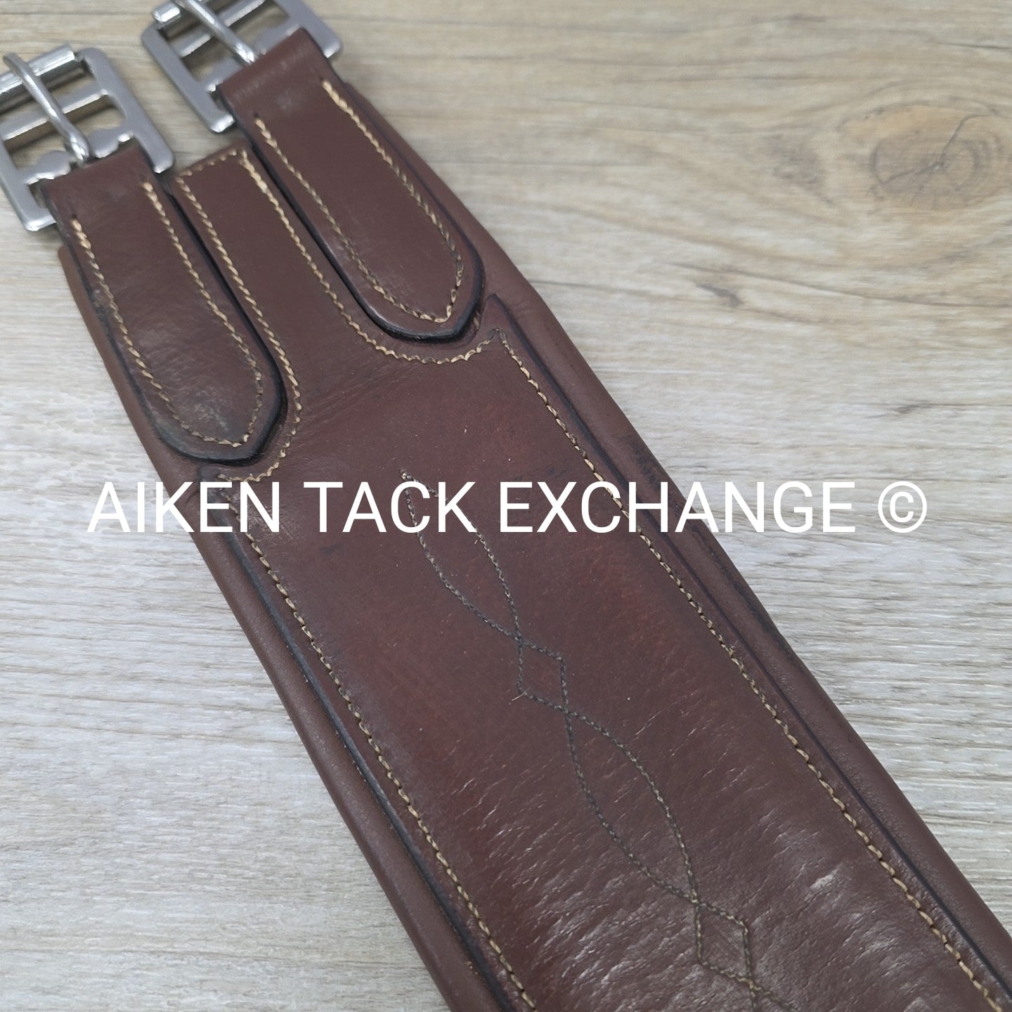 Leather Girth with Single End Elastic, Brown, 52"