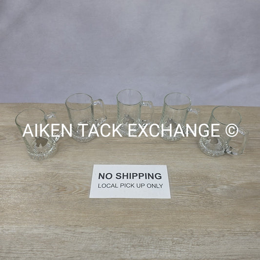 Horse Head Glass Mugs, Set of 5