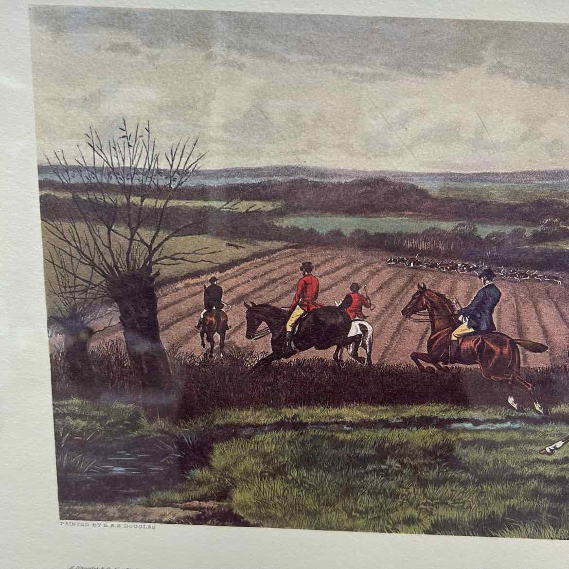 Framed Douglas Stork From Scent to View Hunt Scene, 42" x 27"