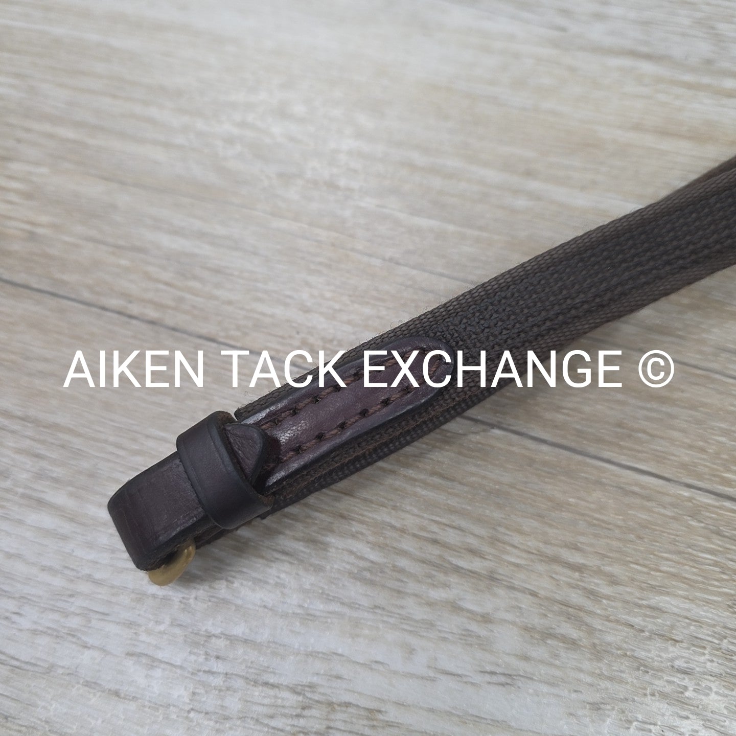 Rubberized Grip Reins with Hand Stops, Brown & Brass, 58"
