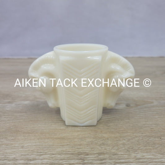 Macbeth Evans Double Horse Head Milk Glass Vase, Vintage