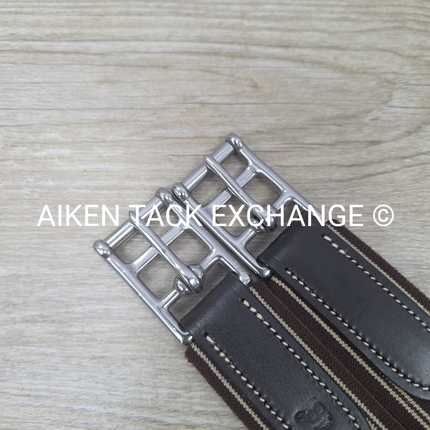 Fancy Stitched Girth with Double End Elastic, Brown, 48"