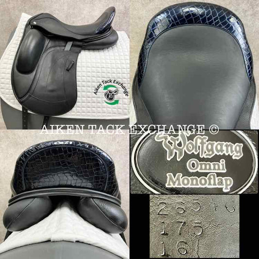 **SOLD** 2020 Custom Saddlery Wolfgang Omni Monoflap Dressage Saddle, 17.5" Seat, Adjustable Tree, Wool Flocked Panels