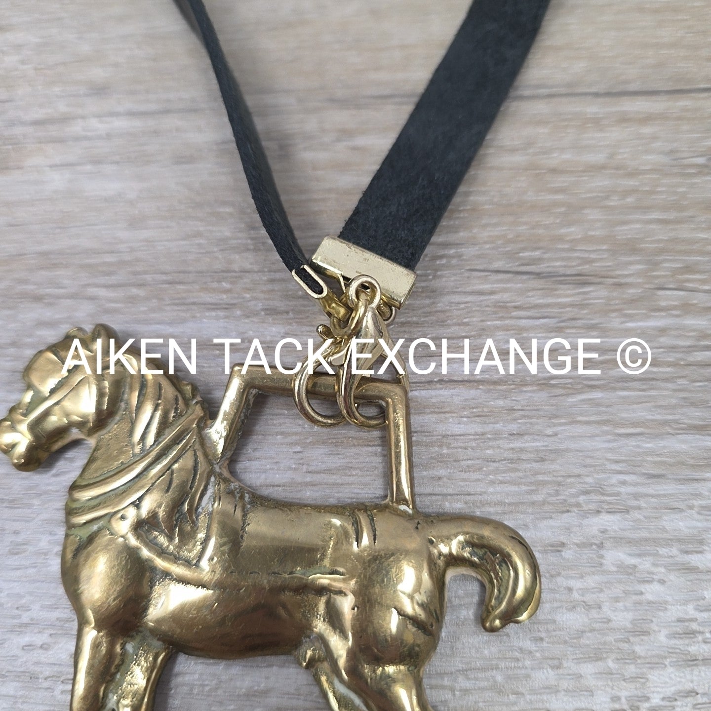 Leather Necklace w/ Brass Horse Pendant