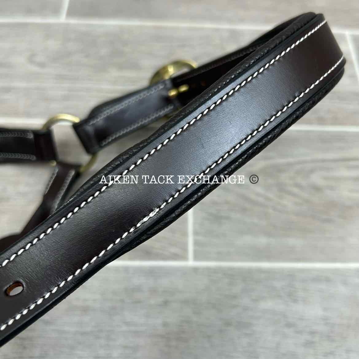 KL Select Black Oak Willow Padded Leather Halter, Brown/Brass, Size Pony