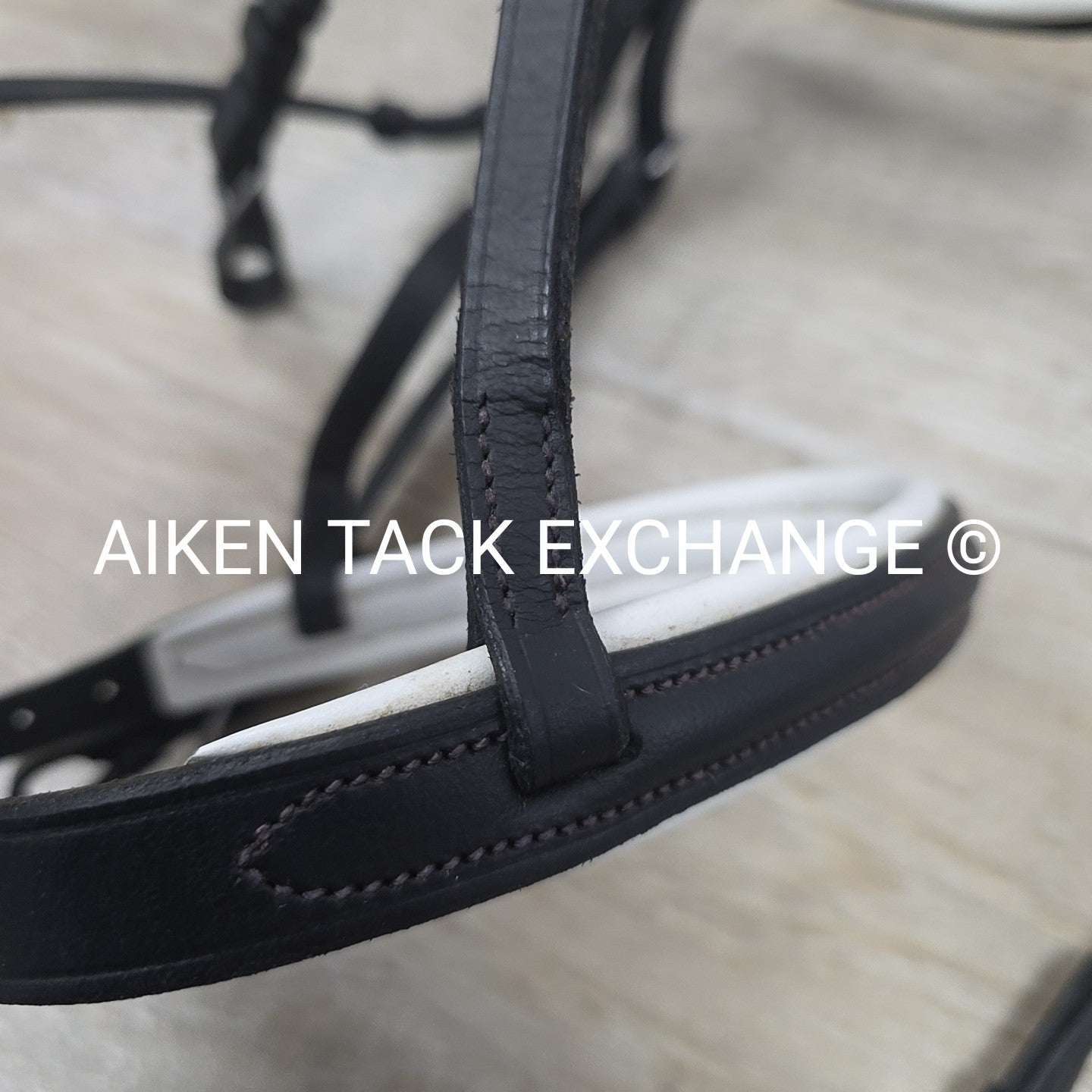 Classic Dressage Bridle with Laced Reins, Missing Flash, Black with White, Full