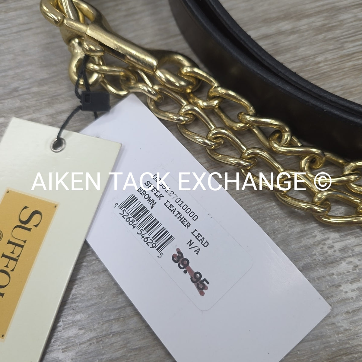 Dover Saddlery Suffolk Leather Lead with Chain
