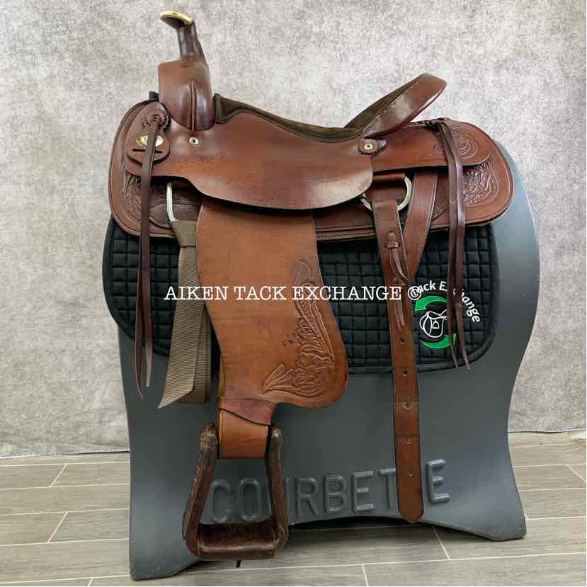 American Saddlery Circle A 1860 Pro-Dally Roper Western Saddle, 17.5" Seat, Wide Tree - Full QH Bars