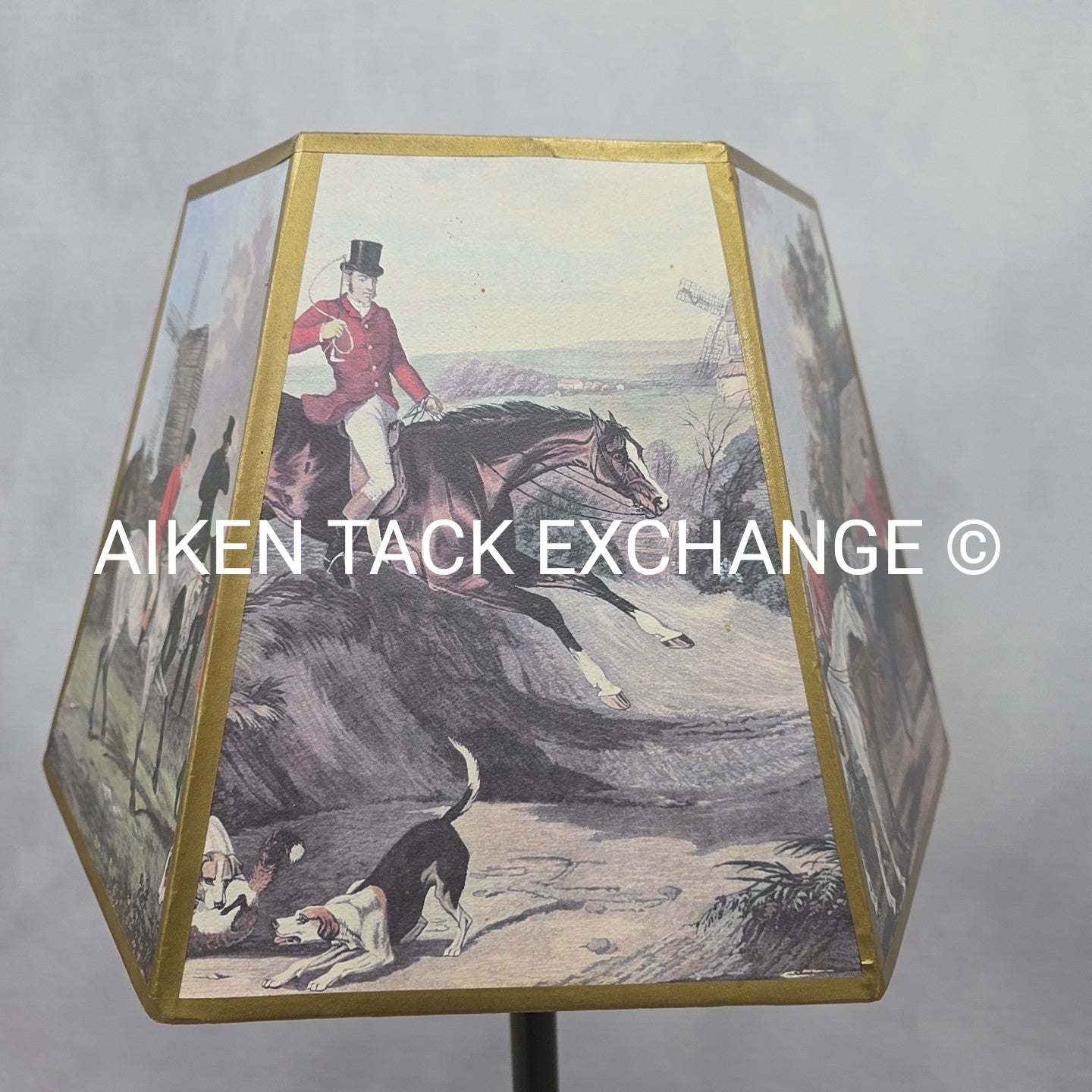 Tall Lamp with Foxhunting Scene