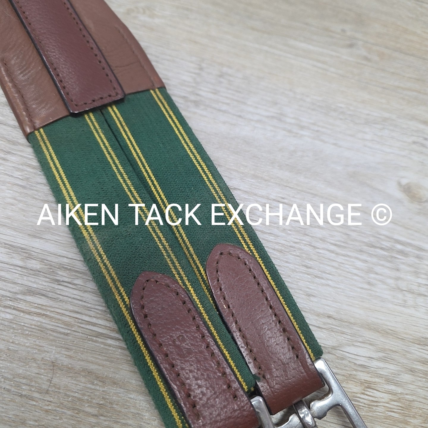 Leather Girth with Single End Elastic, Brown 54"