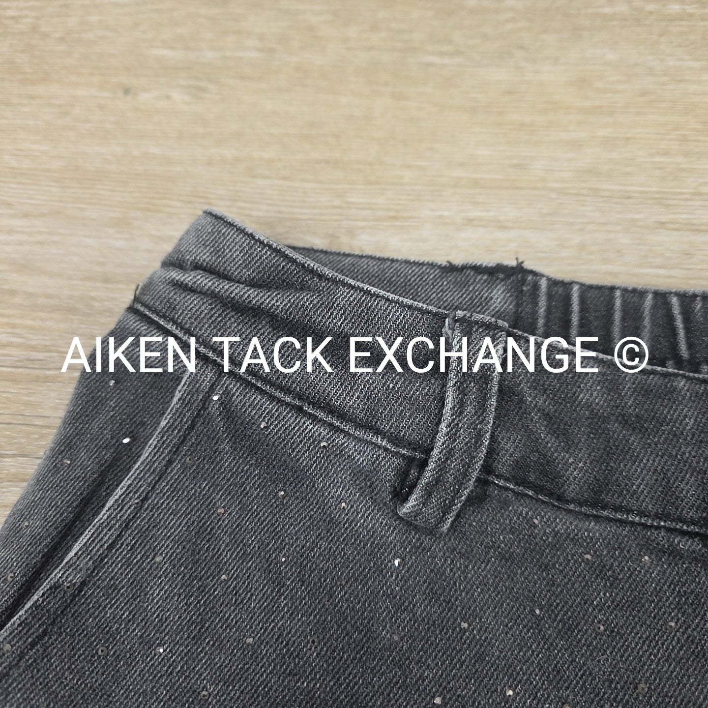 Skies Are Blue Elastic Waist Wide Leg Rhinestone Jeans, Women's Small