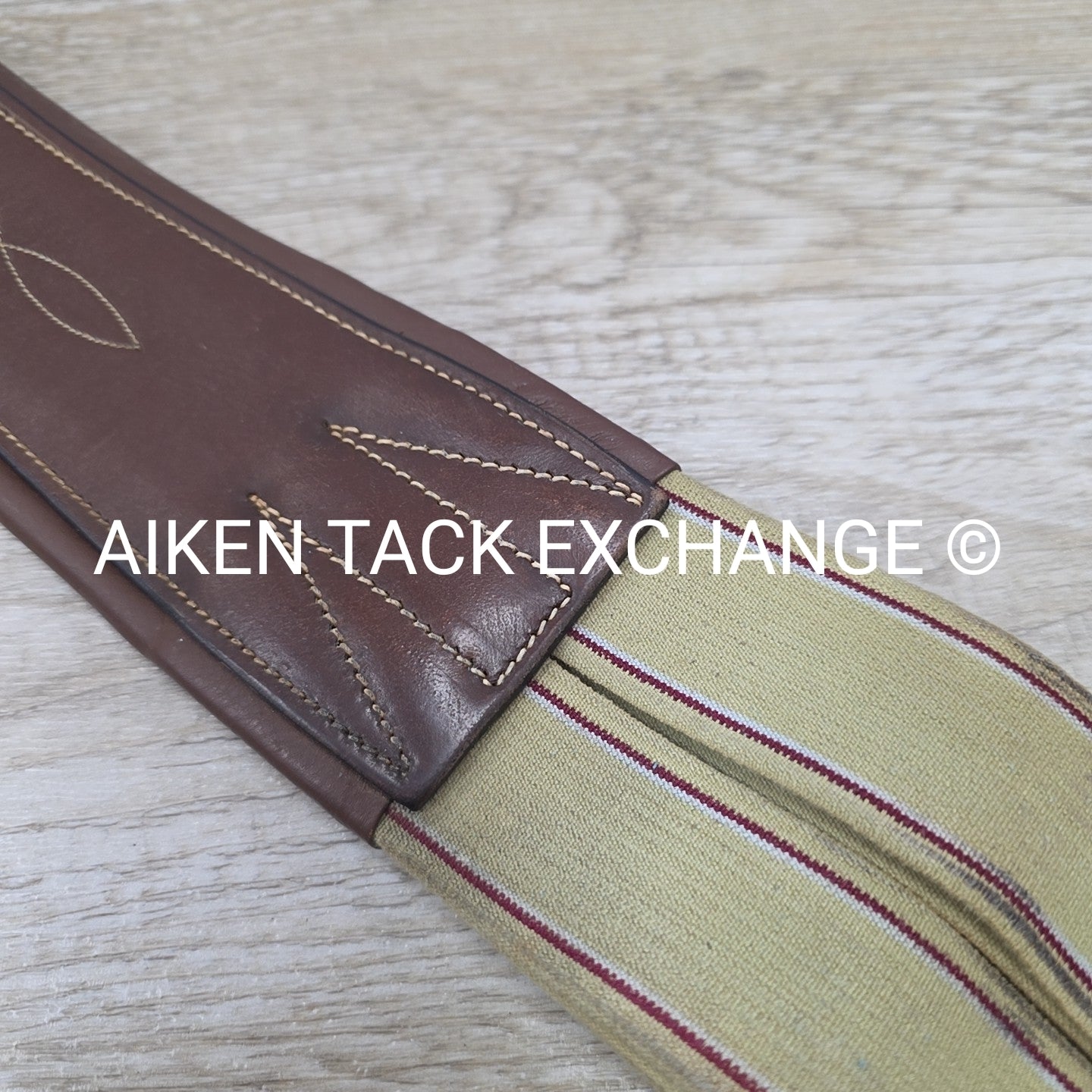 Leather Girth with Single End Elastic, Brown, 52"