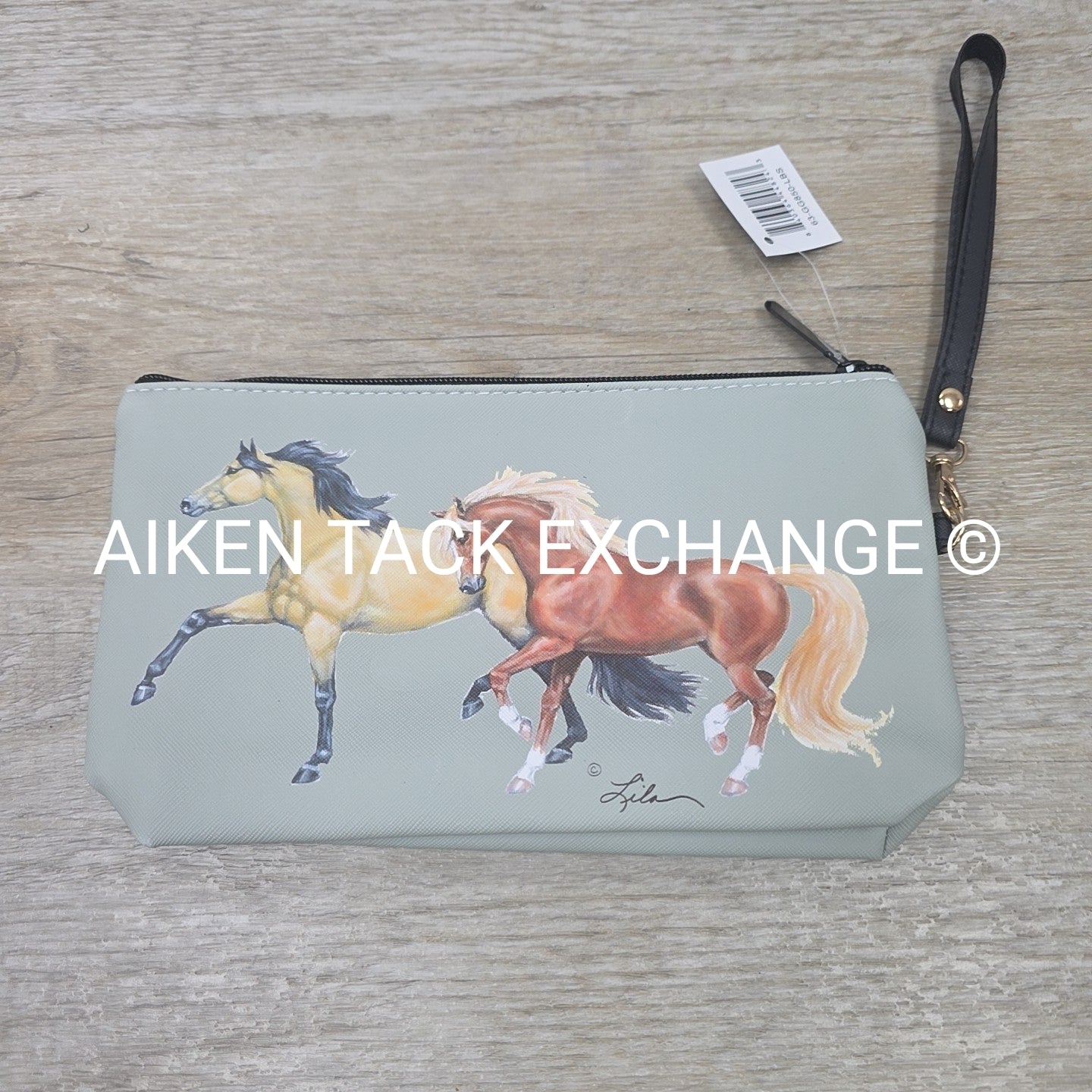 AWST Int'l Lila Buckskin Sorrel Medium Cosmetic Pouch with Wristlet