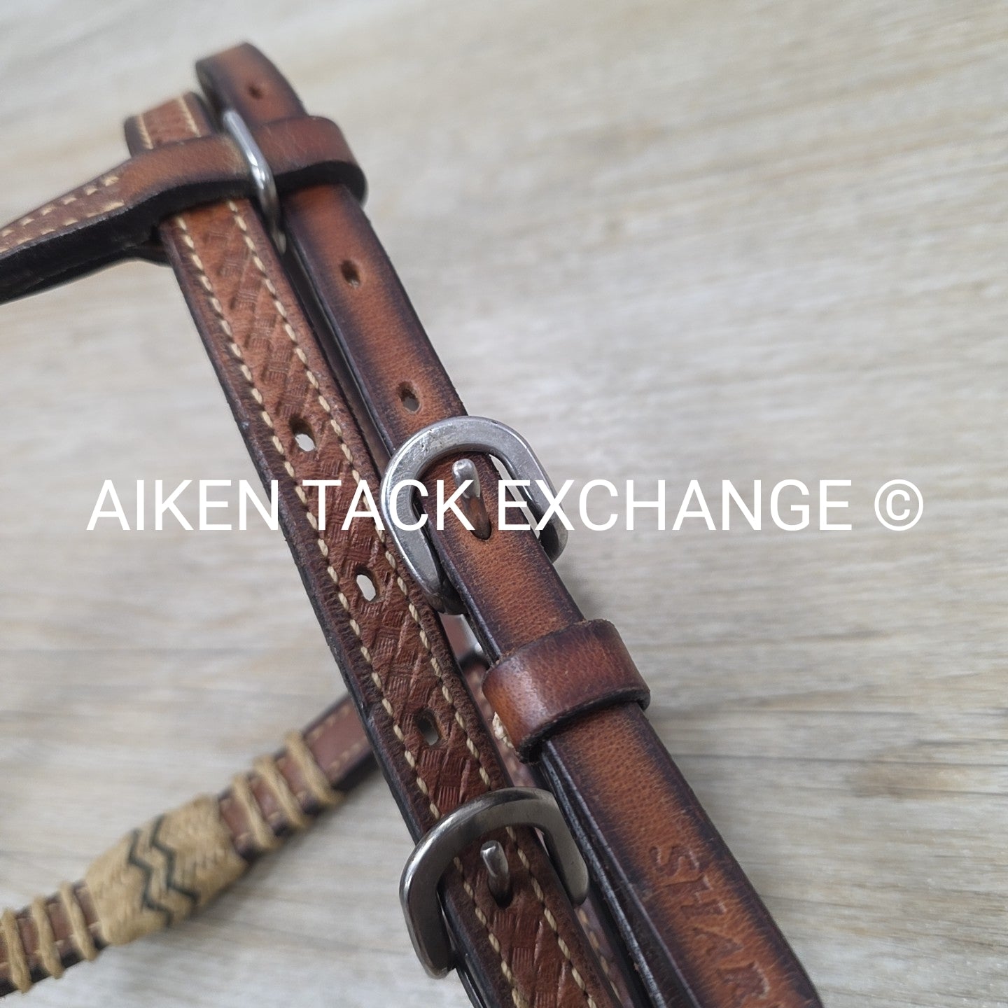 Sharp Browband Western Bridle, No Reins, Brown, Size Full