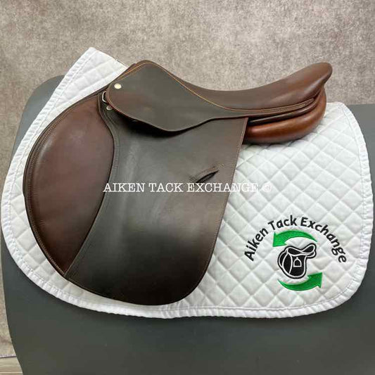 2002 Luc Childeric M Close Contact Jump Saddle, 17" Seat, 3 Flap, AO Tree - Medium Wide/Wide, Foam Panels