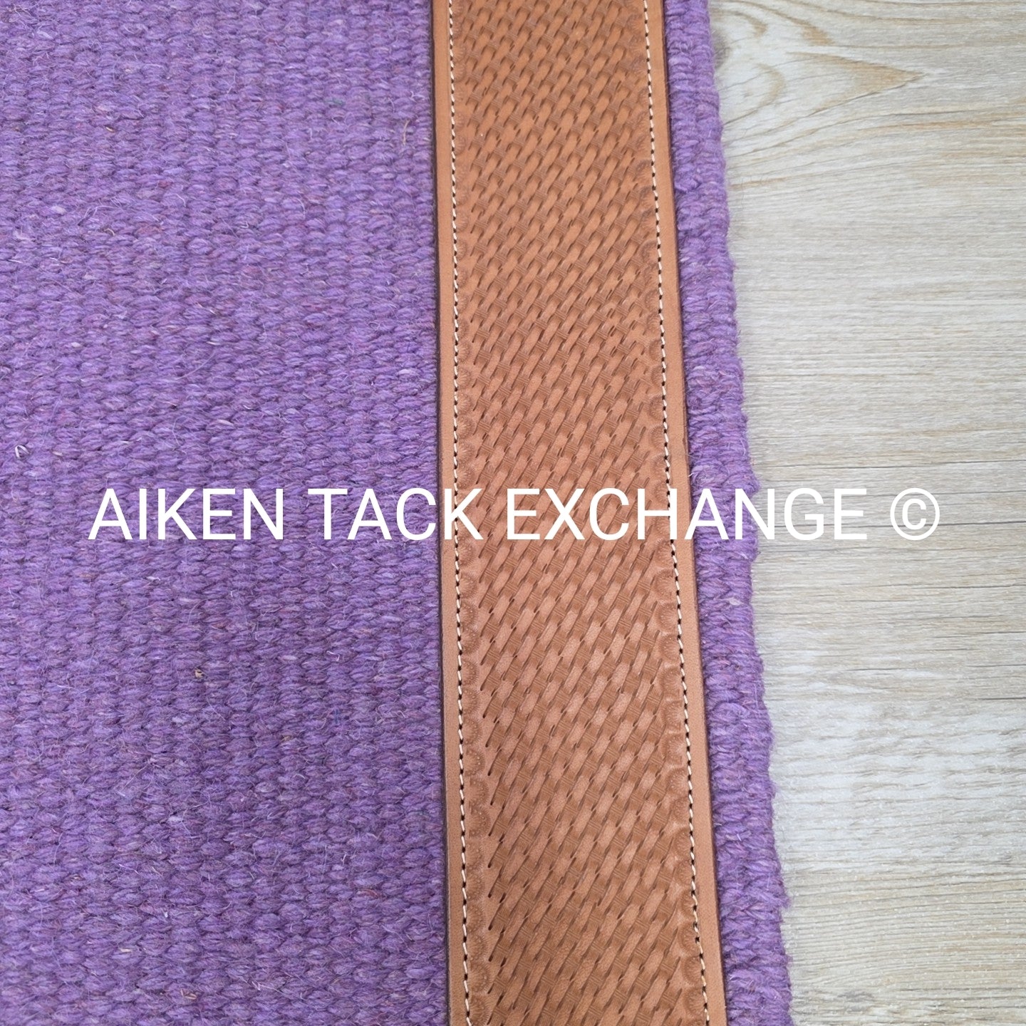 Western Saddle Blanket with Leather Detail, 34" x 36"