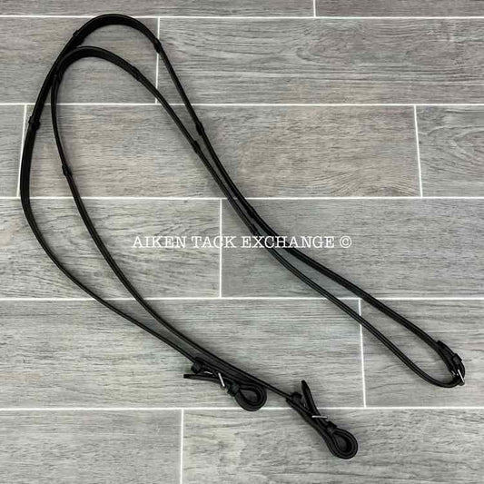 Tony Slatter Saddlery Leather Reins with Stops, Black, 50"