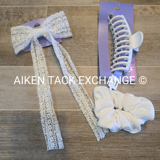 Claire's Hair Bundle - 1 Scrunchie, 1 Claw Clip, 1 Hair Clip