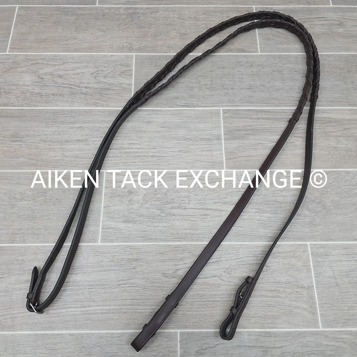 Flat Laced Reins, Brown, 57"