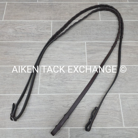 Flat Laced Reins, Brown, 57"