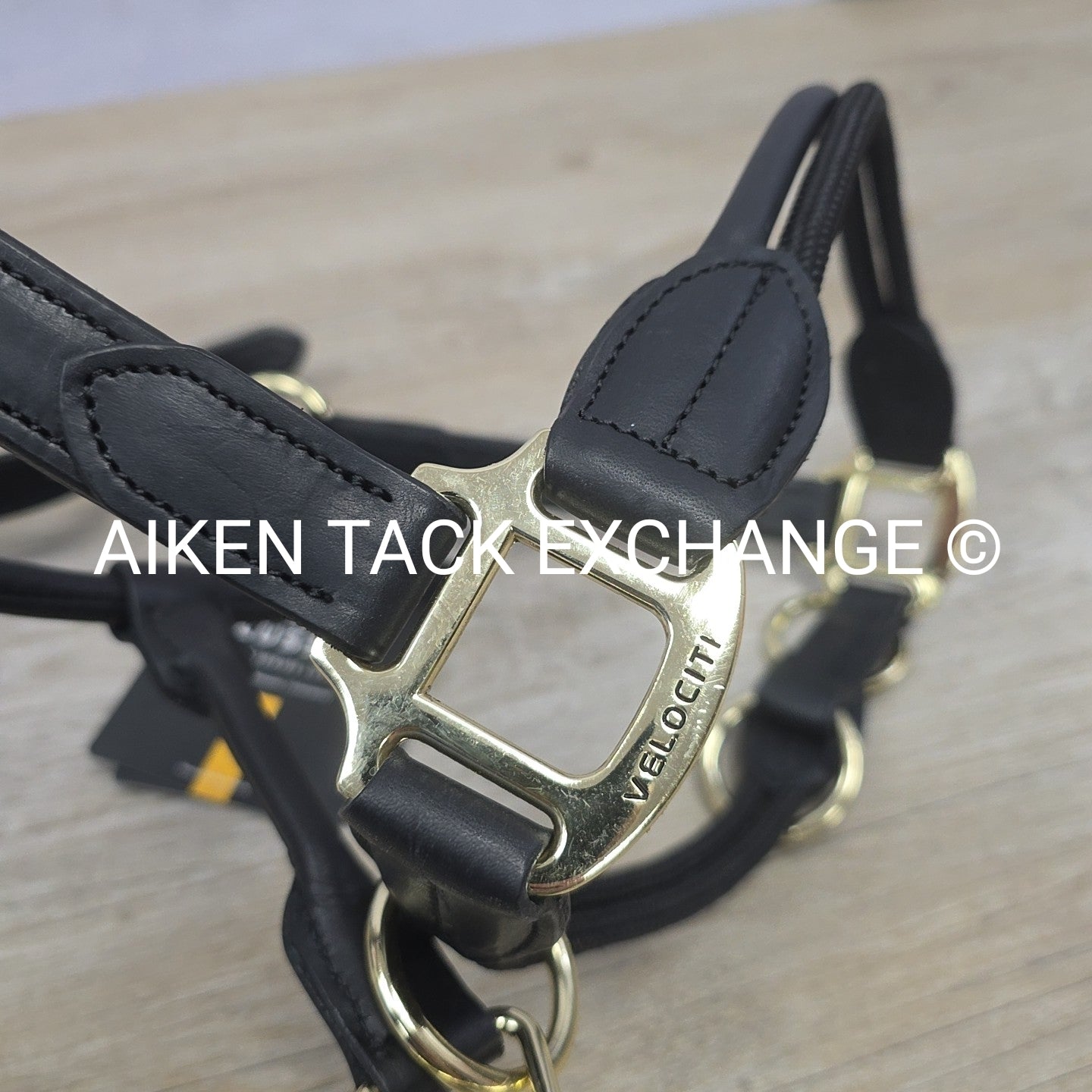 Shires Velociti Lusso Soria Control Leather Halter, Black, Size Full