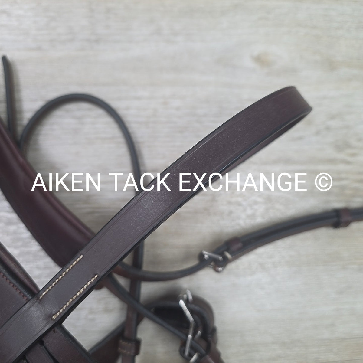Monocrown Flat Hunt Bridle, No Reins, Brown, Oversize