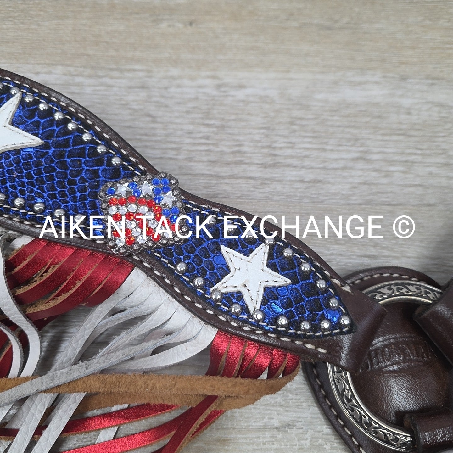 Showman Patriotic Fringe Headstall & Breast Collar Set, Size Full