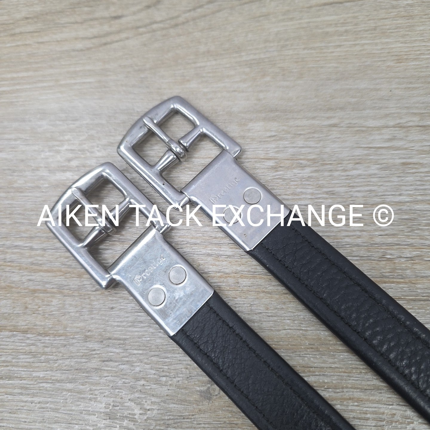 Prestige Nylon Lined Stirrup Leathers, Black, 160 cm / 63"