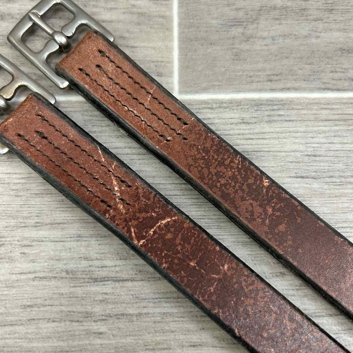 English Stirrup Leathers, Made in England, Brown, 54"