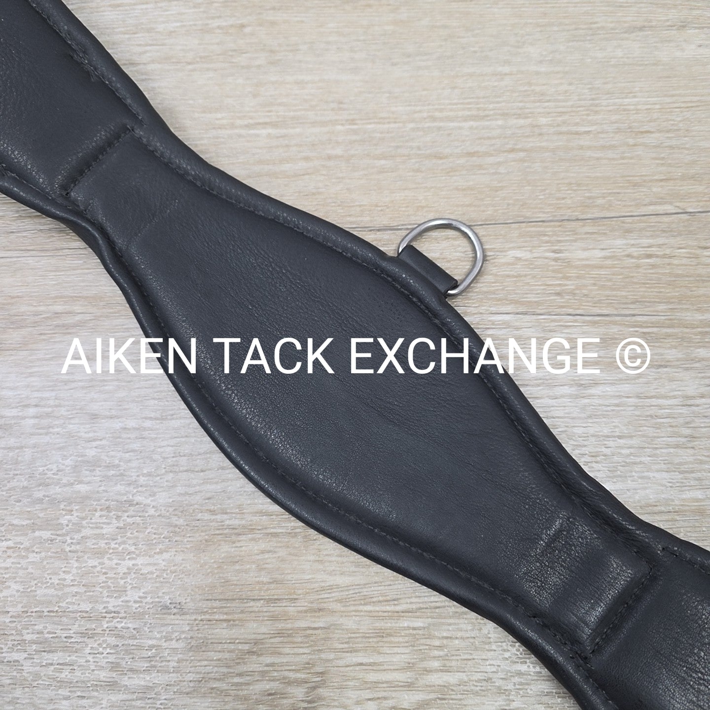 Padded Leather Contour Dressage Girth with Double End Elastic, Black, 22"