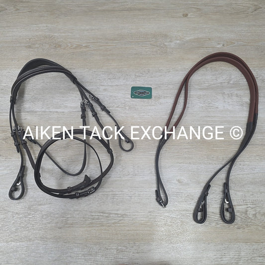 HDR Pro Mono Crown Flash Bridle with Rubber Reins, Havana, Size Cob