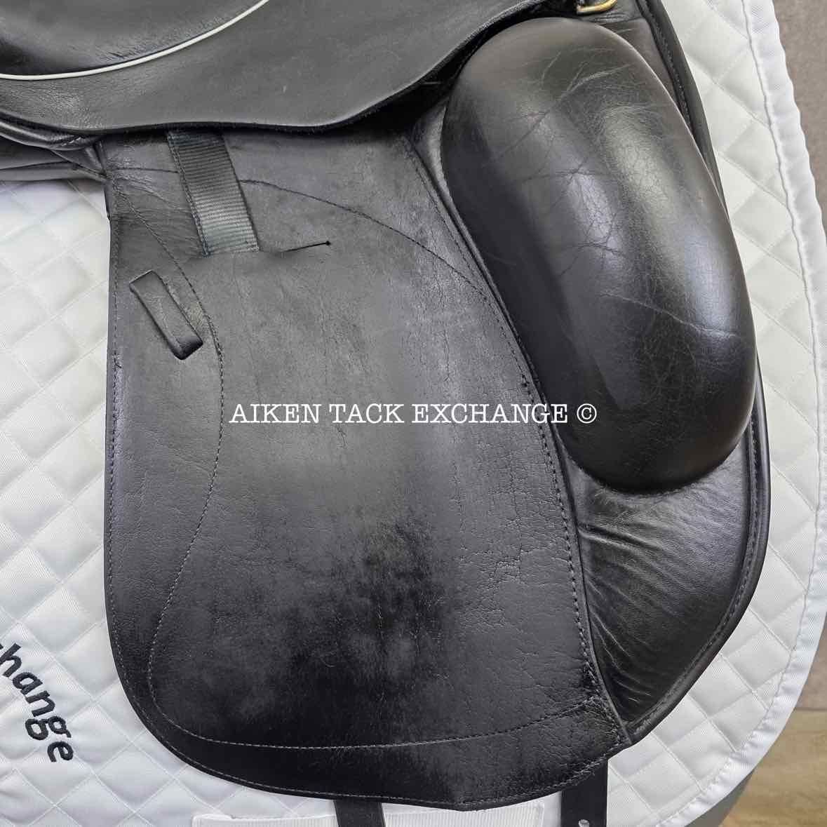 2015 Custom Saddlery Wolfgang Solo Monoflap Dressage Saddle, 17" Seat, Short Flap, Adjustable Tree, Wool Flocked Panels
