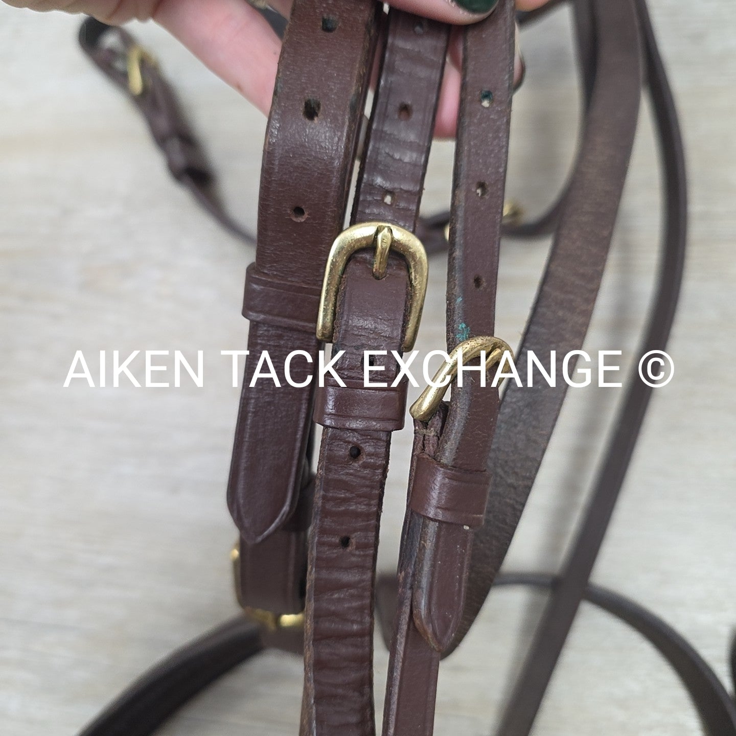 Harmohn Kraft Plain Raised Bridle with Laced Reins, Missing Flash Strap, Brown,