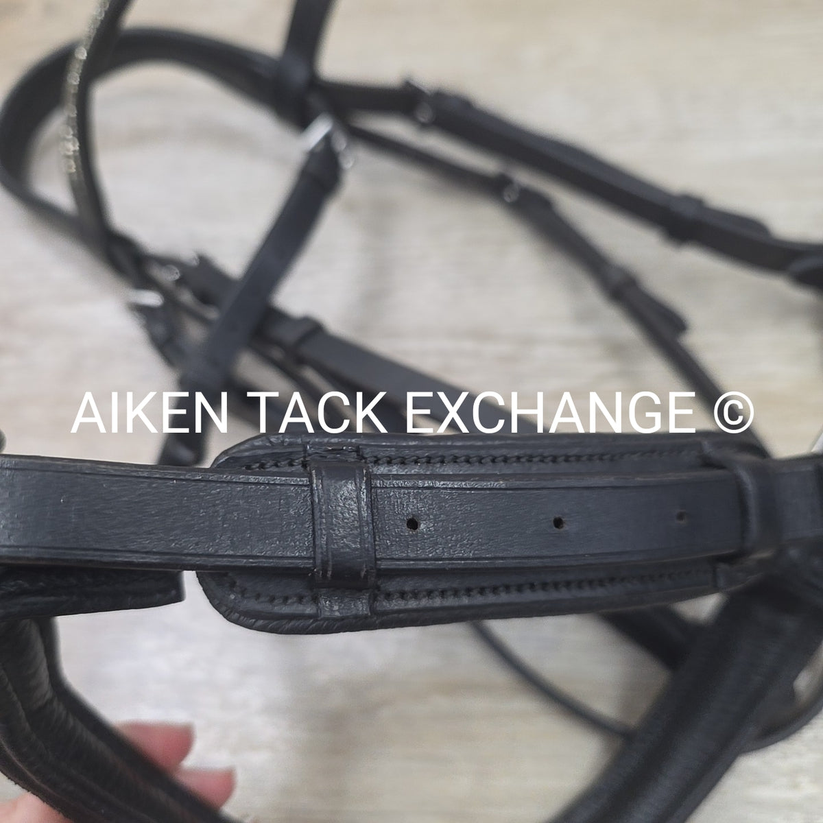 Ovation Dressage Bridle, Missing Flash Strap, with Cotton Web Reins, Black, Full