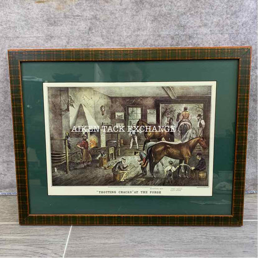 Currier & Ives Trotting Cracks at The Forge Framed Print, 19.5" x 15"