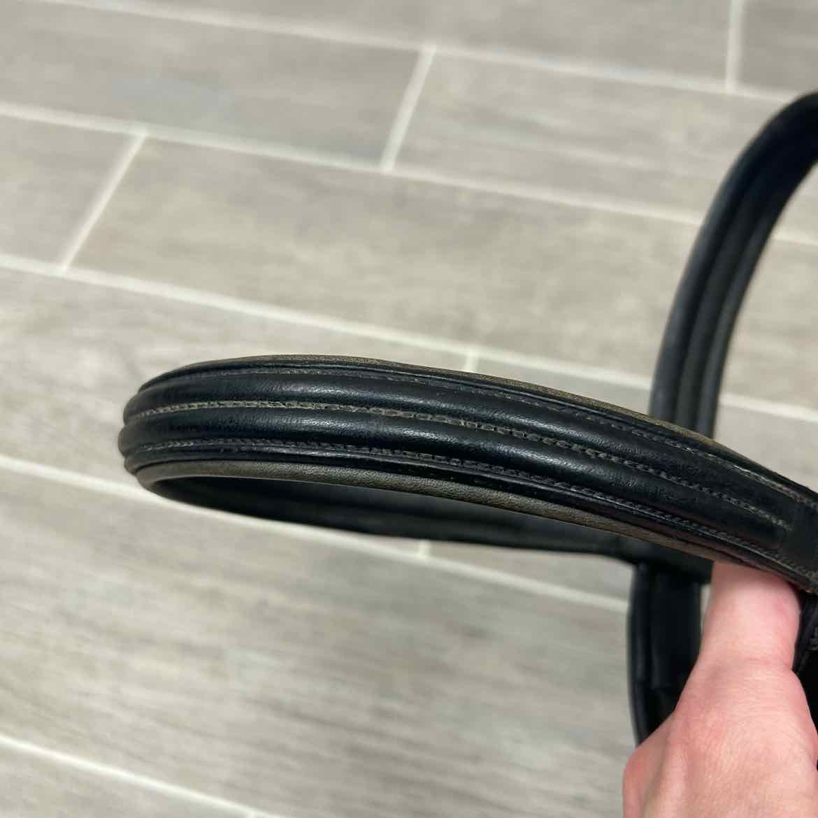 Vespucci Double Raised Dressage Bridle with Reins, Missing Flash, Black, Size Fu