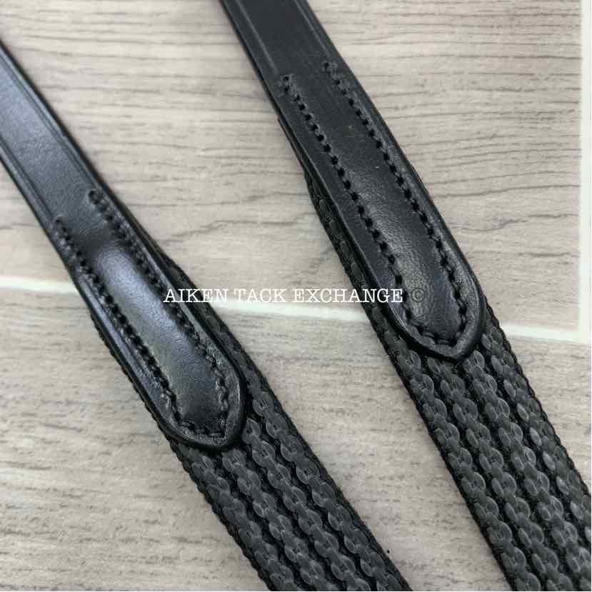 KL Select Red Barn Special Grip Reins (No Stops), Black, Size Full - 54"