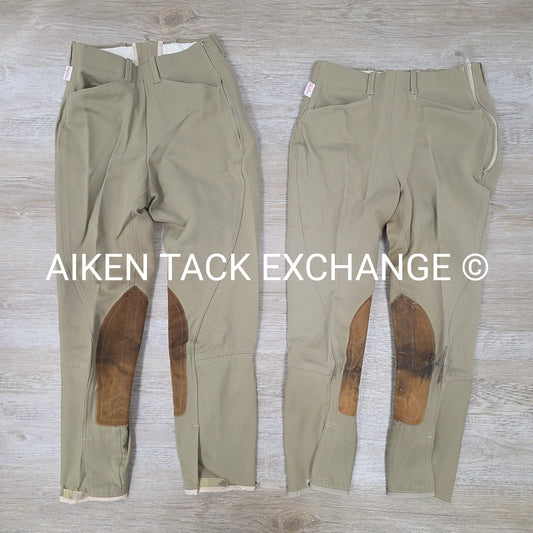 BARGAIN BUNDLE: 2 Tailored Sportsman Side Zip Knee Patch Breeches, Size 24 + 26