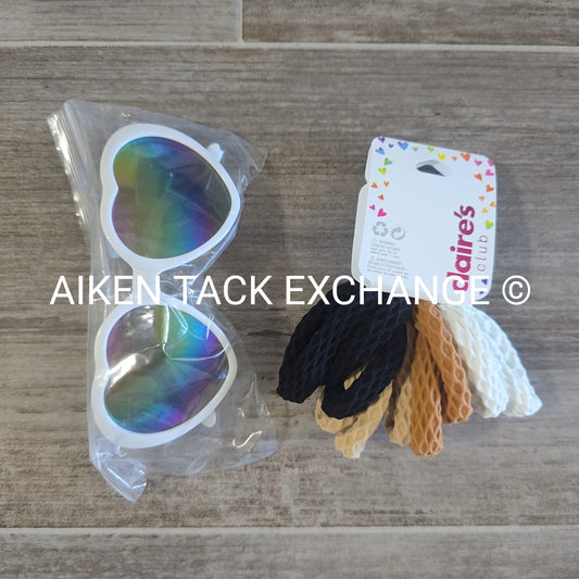 Claires Bundle - 1 Pair of Sunglasses, 1 Hair Tie Set