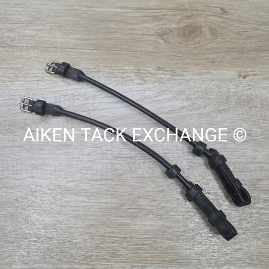 Rolled Leather Cheek Pieces, Black, 12"