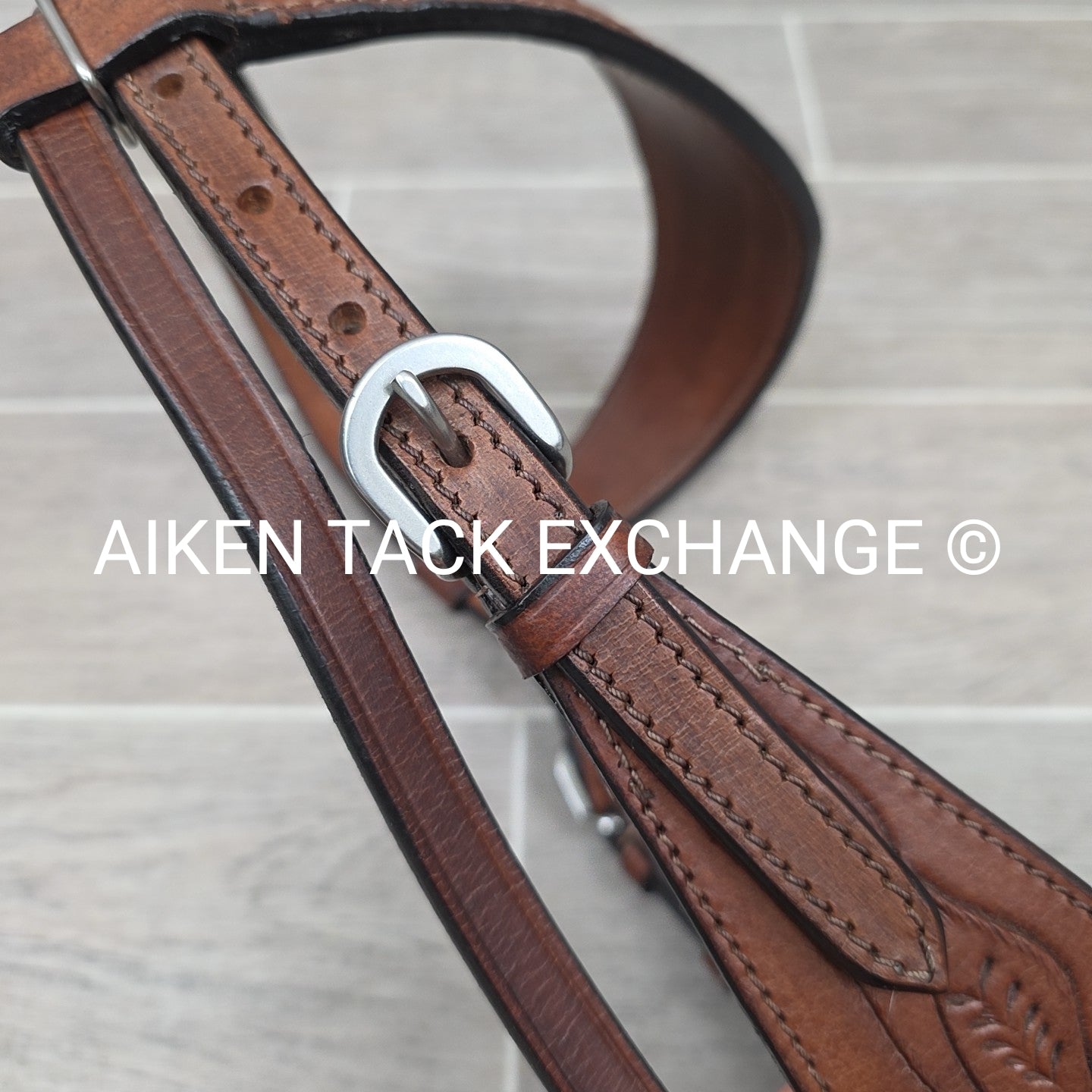 Tooled Leather Western Bridle, Size Draft