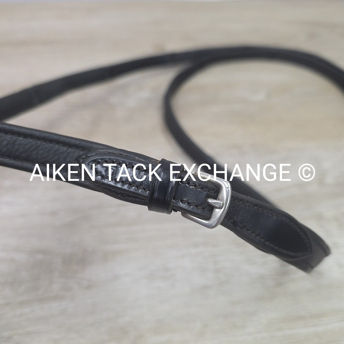 Plain Monocrown Bridle with Red Barn Calf Lined Dressage Reins, Black, Size Full