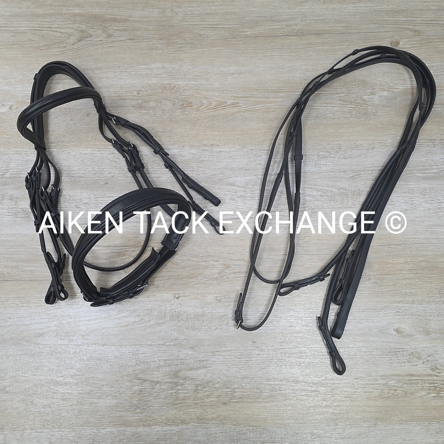 Panna Cavallo Double Weymouth Bridle with Both Reins, Black, Size Full