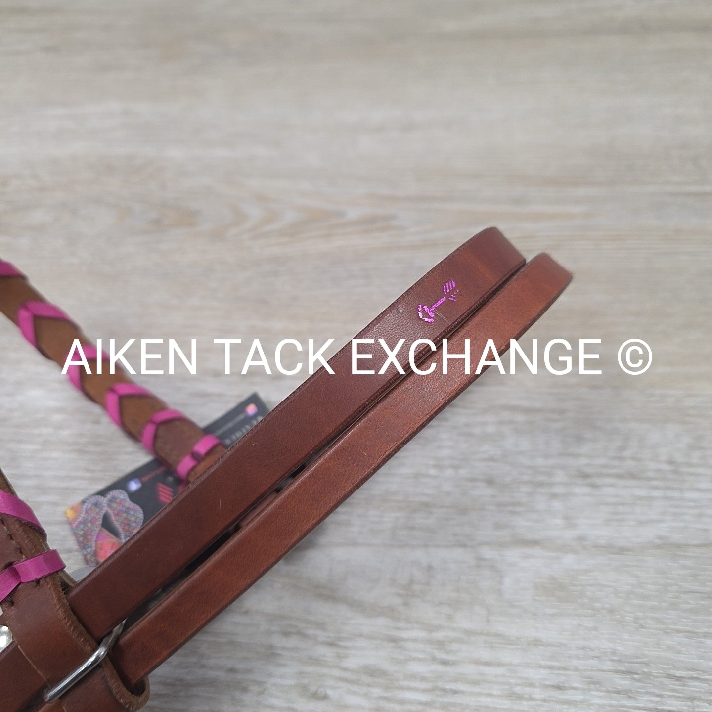 Rafter T Ranch Company Pink Plaited Browband Headstall with Matching Reins
