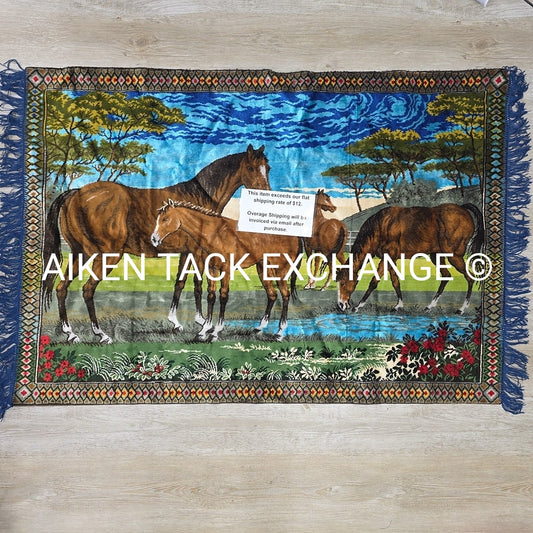 Vintage P & C Woven Velvet Tapestry w/ Horse Scene