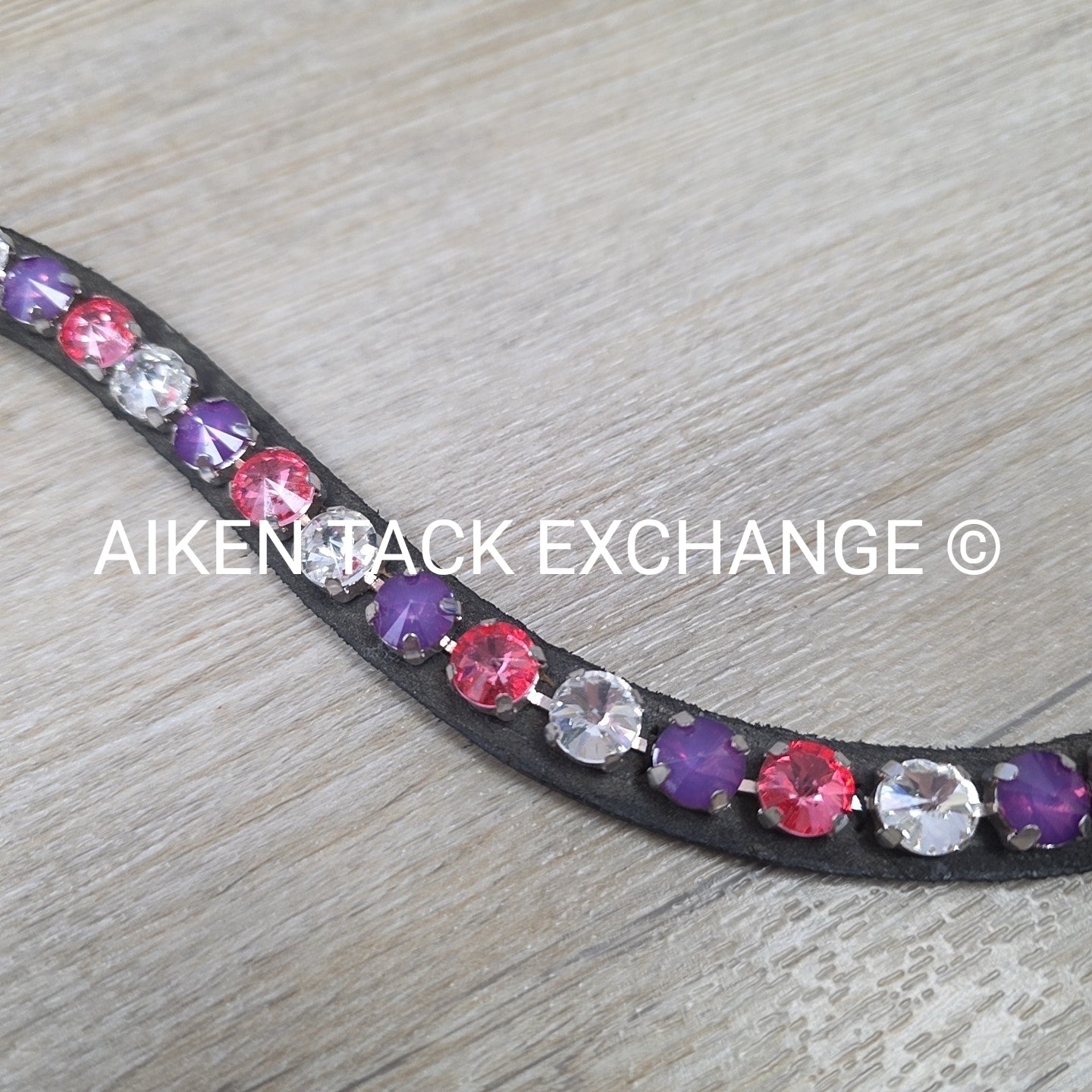 HKM Cherry Browband, Black with Pink, Purple, & Clear, Size Full