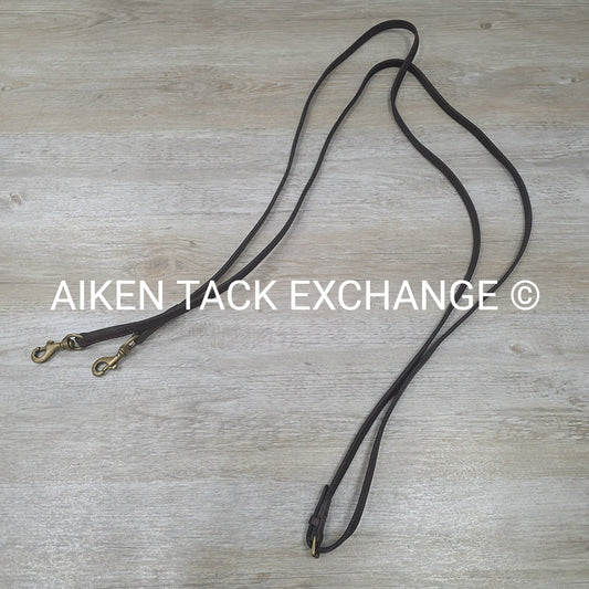 Nunn Finer Flat Leather Draw Reins with Snaps, Brown