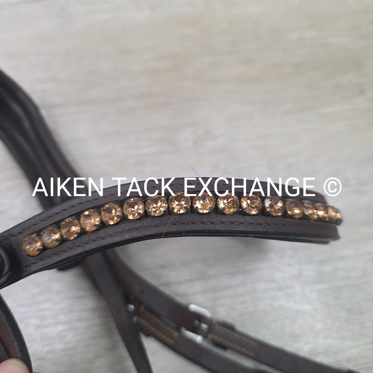 Nunn Finer Arianna Bridle with Halter Ego Bling Browband, No Reins, Brown, Full