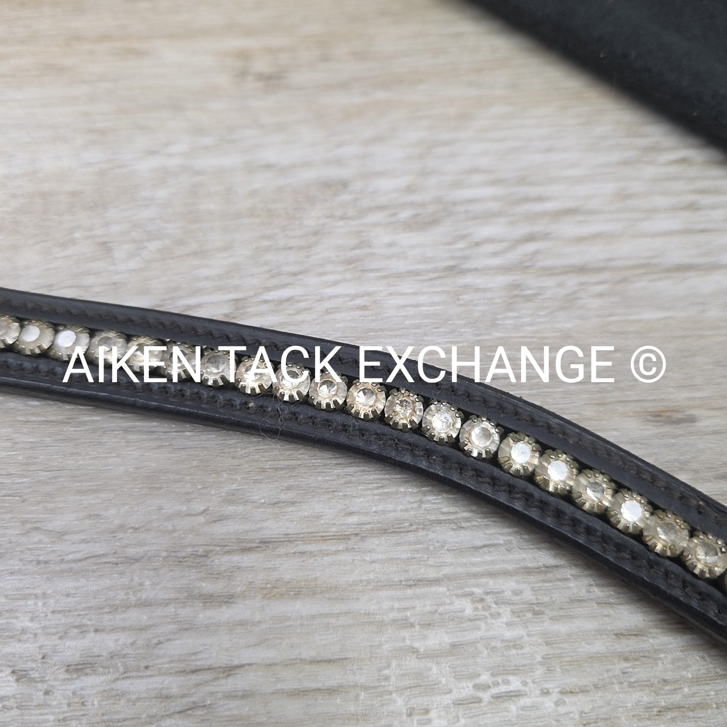 Passier Waved Big Stone Browband with Otto Schumacher Cover, Black & Clear, 17.5